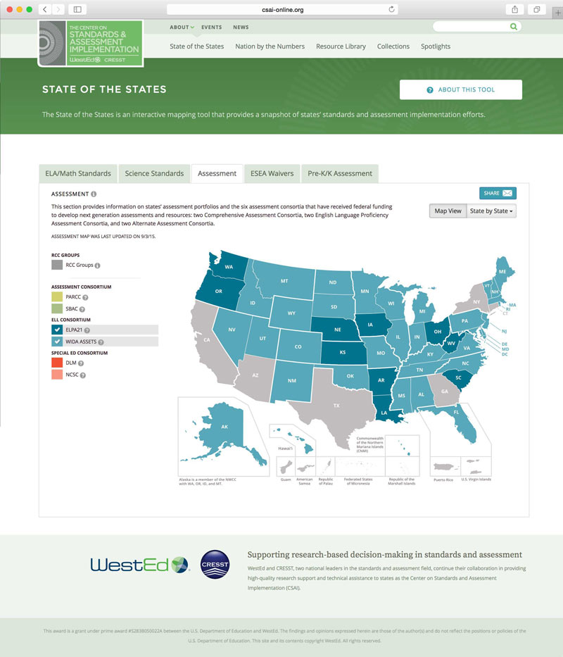 Screenshot of the State of the States map application
