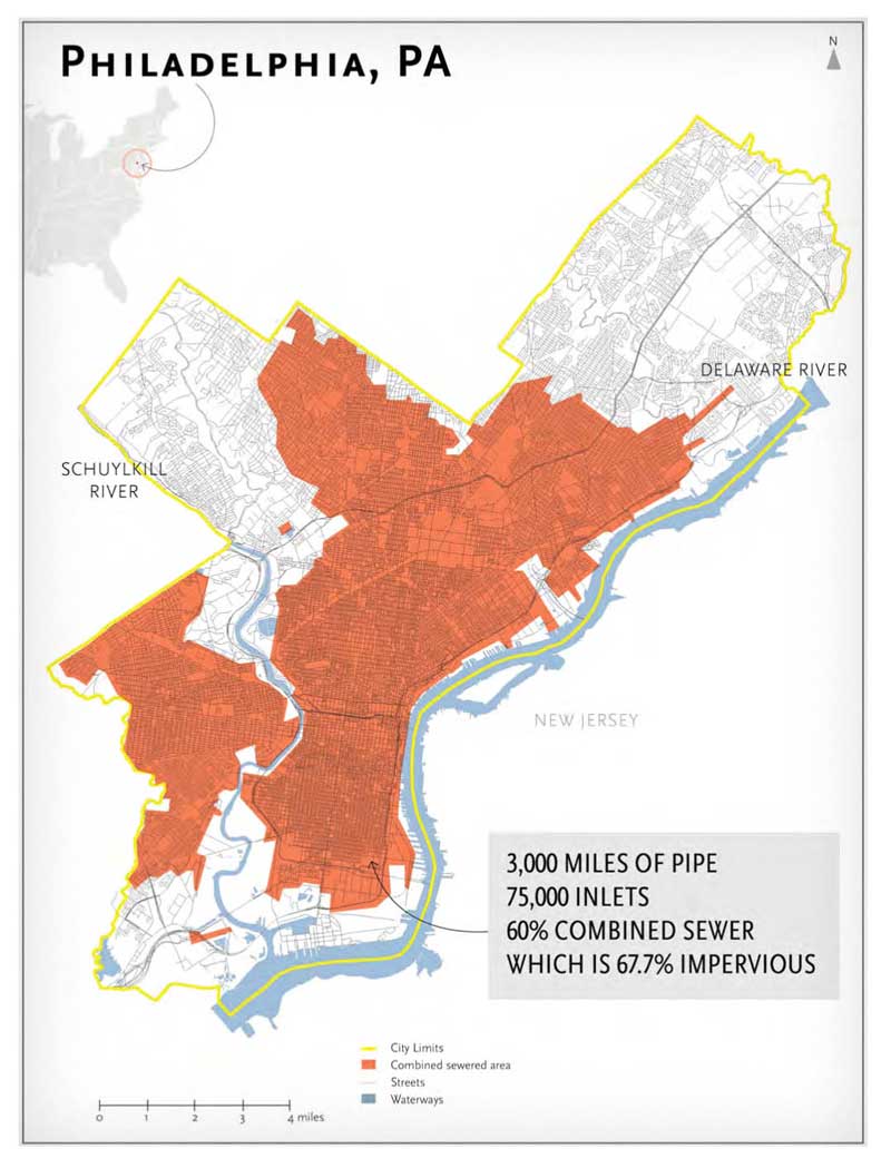 Map of impervious surfaces in the City of Philadelphia